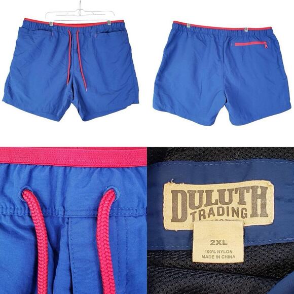 Duluth Trading Co Mens Shorts Swim Trunks Blue Size XXL 2XL Drawstring Lined - Picture 1 of 9